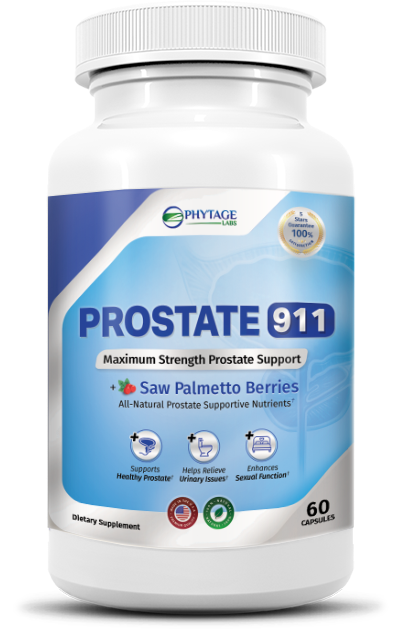 Prostate 911 supplement bottle for natural prostate health and nighttime relief